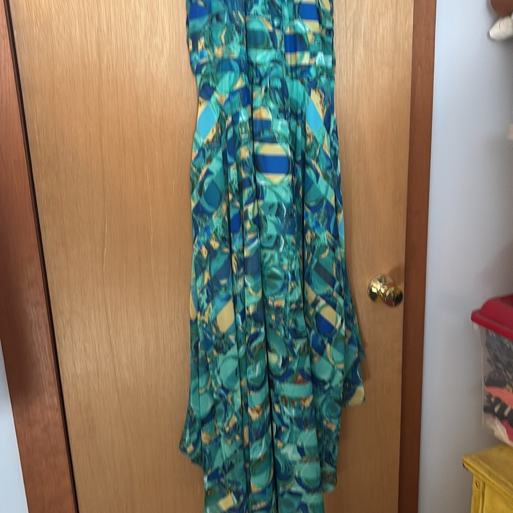 Mark. High low dress abstract sleeveless blouse ruffle sz lg - Picture 4 of 7